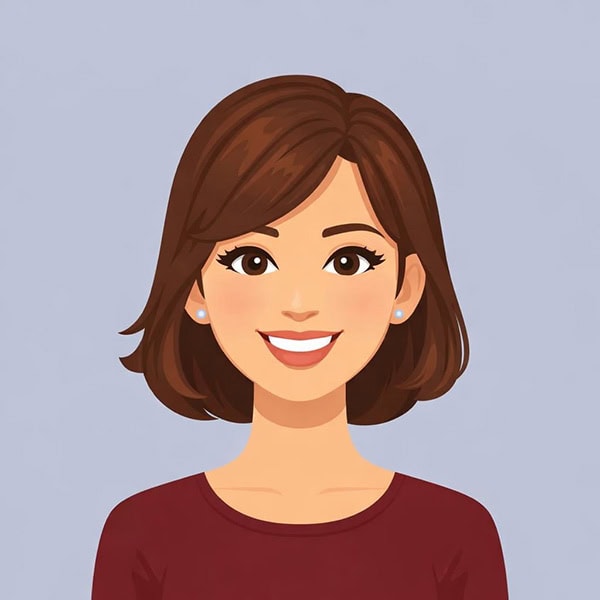 Schöne Frau mit braunen Haaren, lächelnd, im Kosmetikstudio Duisburg, Balance.